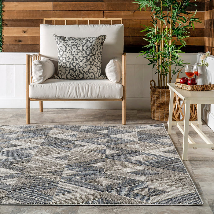 Alianna Grey Tiled Indoor Outdoor Area Rug 120x180 cm