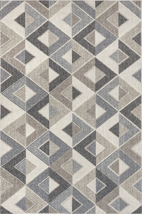 Alianna Grey Tiled Indoor Outdoor Area Rug 120x180 cm