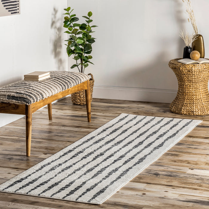 Alice Ebbing Grey Striped Area Rug 160x230 cm