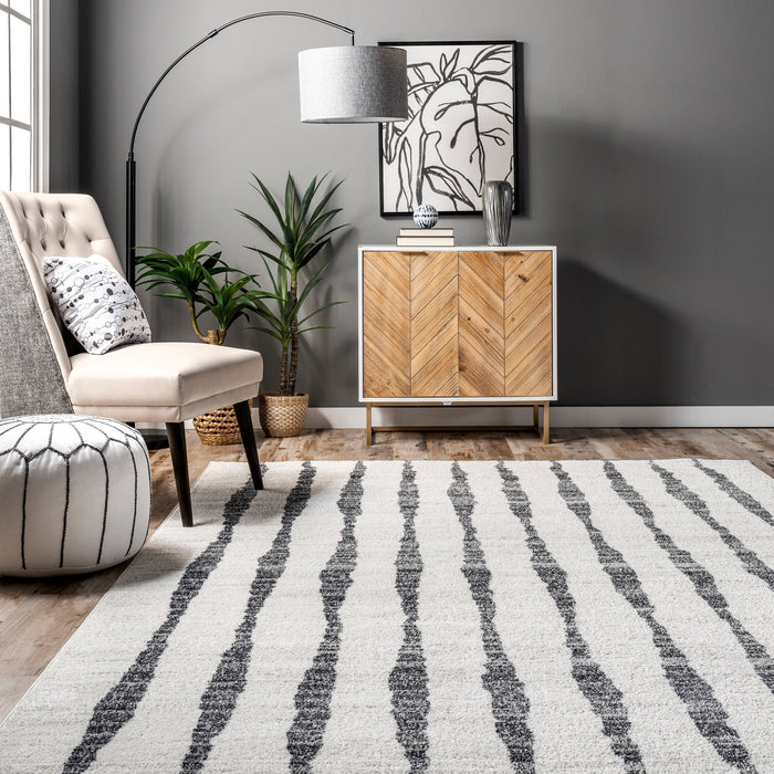 Alice Ebbing Grey Striped Area Rug 160x230 cm