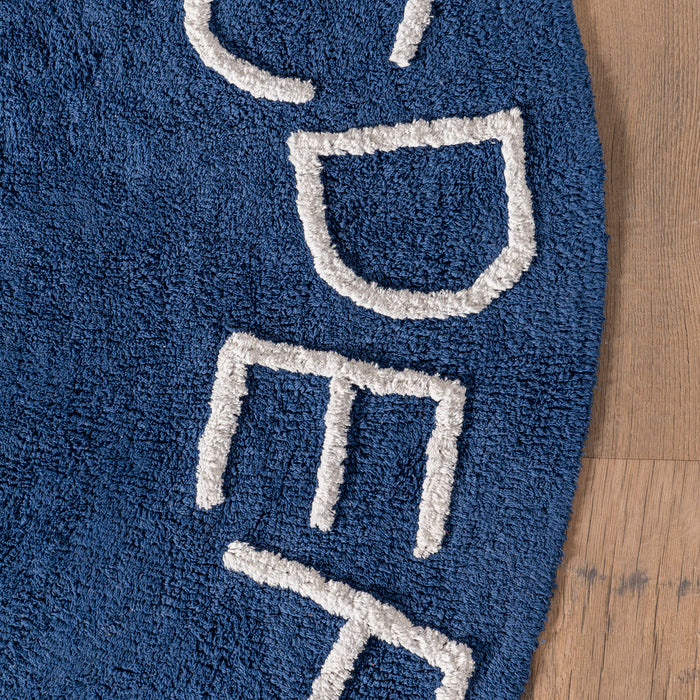 Alphabet Washable Area Rug for Nursery in Navy Color