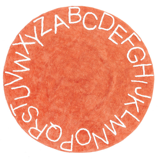 Alphabet Washable Area Rug for Nursery in Orange Color