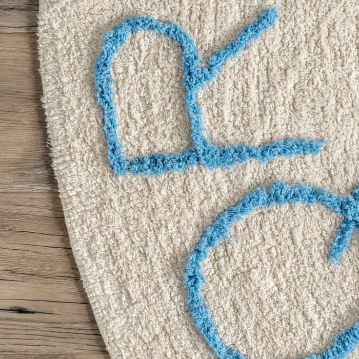 Alphabet Washable Area Rug for Nursery in Sky Blue 60x90 cm