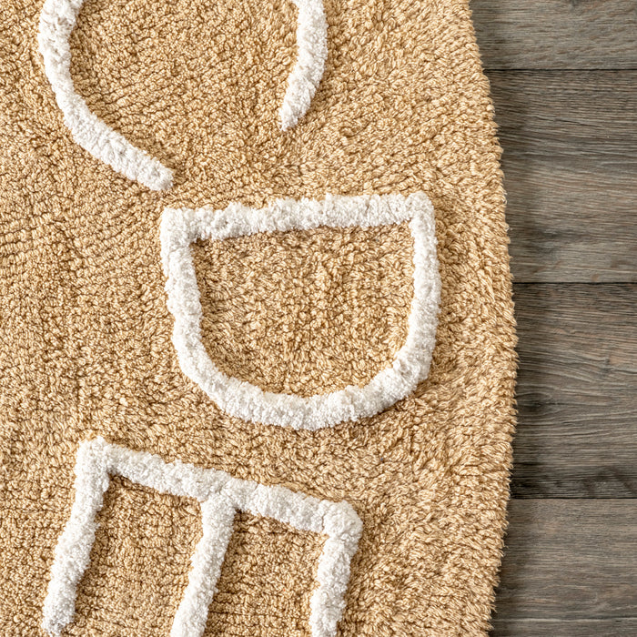 Alphabet Washable Area Rug for Nursery in Tan Color