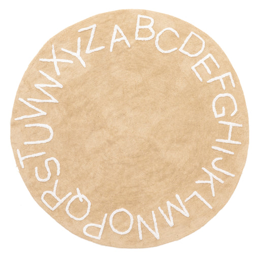 Alphabet Washable Area Rug for Nursery in Tan Color