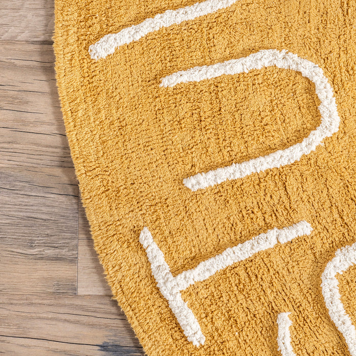 Alphabet Washable Area Rug for Nursery in Yellow Color