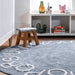 Alphabet Washable Area Rug in Blue Grey for Nursery