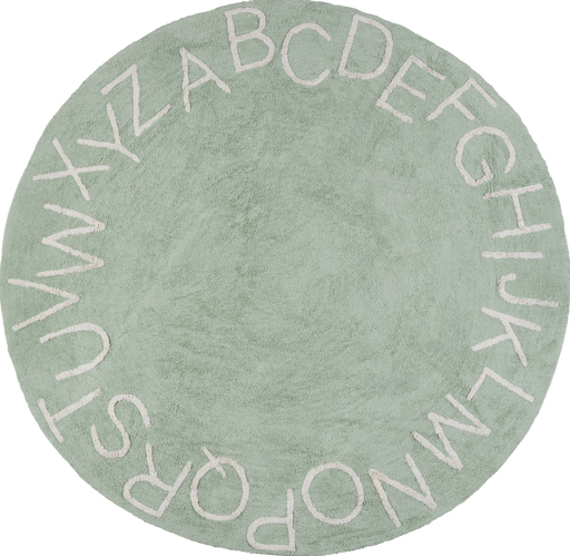 Alphabet Washable Rug for Nursery Mint Green 120x160 cm