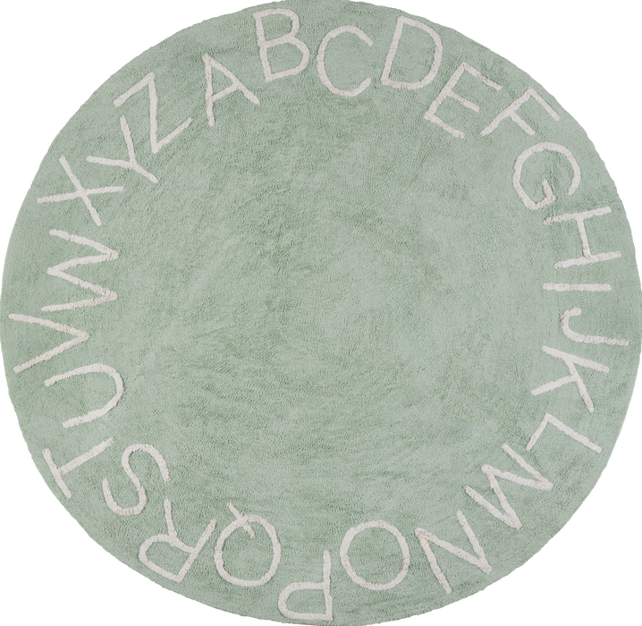 Alphabet Washable Rug for Nursery Mint Green 120x160 cm