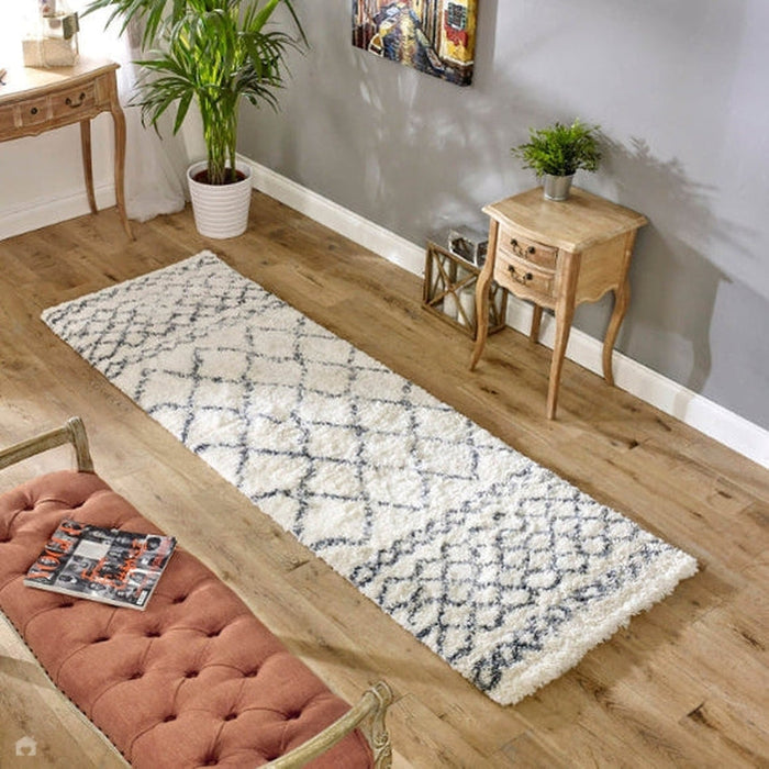 Alto AL02 Modern Moroccan Berber Soft Plush Boho Shaggy Cream/Grey Rug