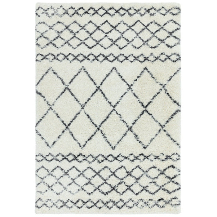 Alto AL02 Modern Moroccan Berber Soft Plush Boho Shaggy Cream/Grey Rug