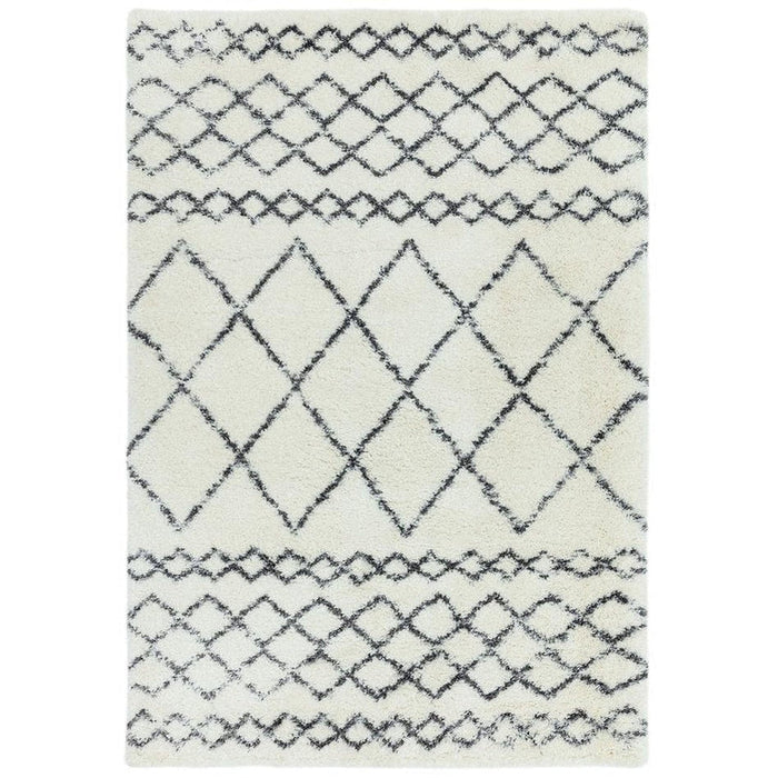 Alto AL02 Modern Moroccan Berber Soft Plush Boho Shaggy Cream/Grey Rug