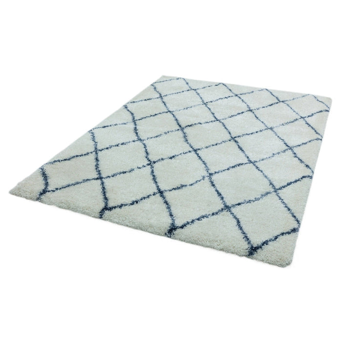 Alto AL03 Modern Moroccan Berber Soft Plush Boho Shaggy Cream/Blue Rug