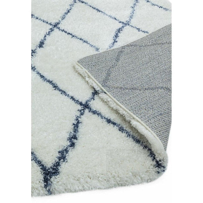 Alto AL03 Modern Moroccan Berber Soft Plush Boho Shaggy Cream/Blue Rug