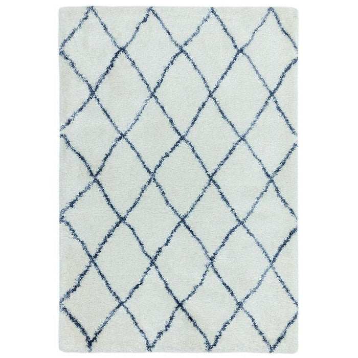 Alto AL03 Modern Moroccan Berber Soft Plush Boho Shaggy Cream/Blue Rug