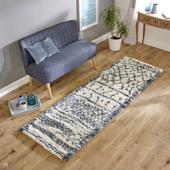 Alto AL04 Modern Moroccan Berber Soft Plush Boho Shaggy Cream/Grey Rug