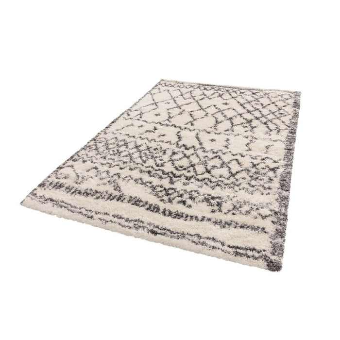 Alto AL04 Modern Moroccan Berber Soft Plush Boho Shaggy Cream/Grey Rug