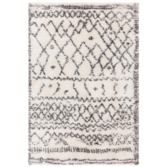 Alto AL04 Modern Moroccan Berber Soft Plush Boho Shaggy Cream/Grey Rug