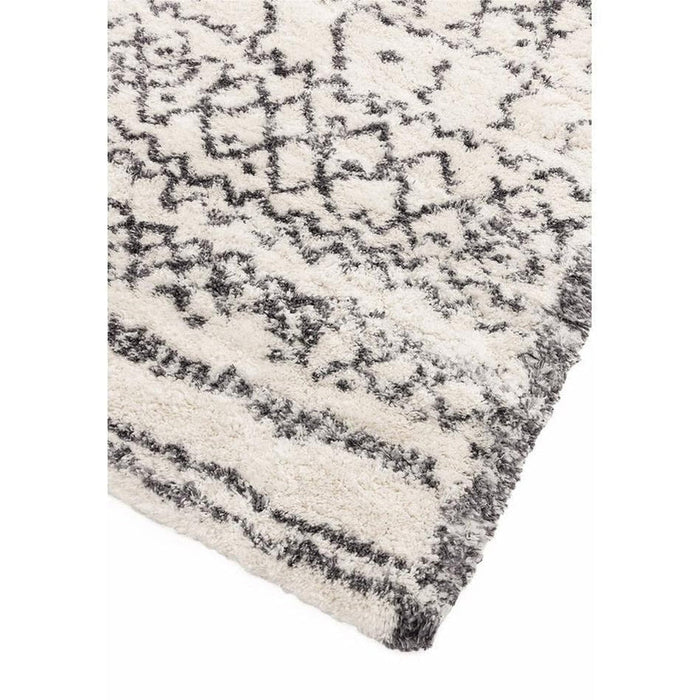 Alto AL04 Modern Moroccan Berber Soft Plush Boho Shaggy Cream/Grey Runner