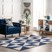 Alyssa Blue Wool Trellis Area Rug 170cm