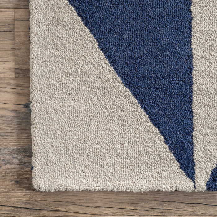 Alyssa Blue Wool Trellis Area Rug 170cm