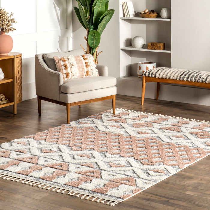 Amabella Pink Lattice Area Rug 160x230 cm