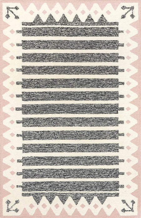 Amani Pink Wool Banded Area Rug 160x230 cm