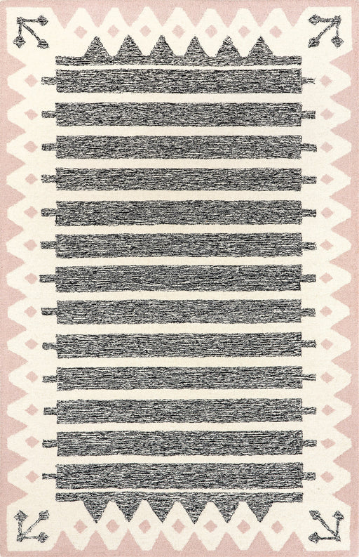 Amani Pink Wool Banded Area Rug 160x230 cm