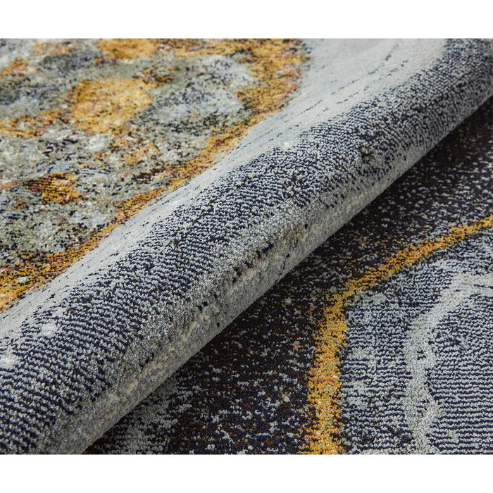 Amara AMA103 Modern Abstract Marbled Granite Stone High-Density Soft-Touch Polyester Grey/Blue/Bronze Rug