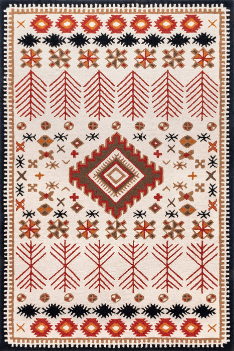 Amara Multicolor Wool Area Rug With Symbolic Design