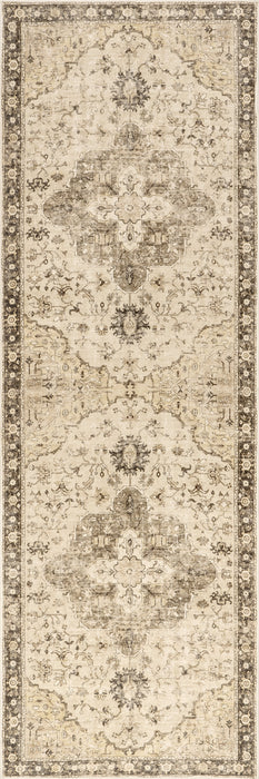 Amaryllis Medallion Washable Area Rug 5x7 Brown