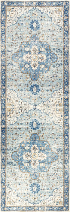 Amaryllis Washable Area Rug For Home Décor Dark Blue