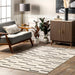 Amora Beige Striped Area Rug for Modern Living Spaces