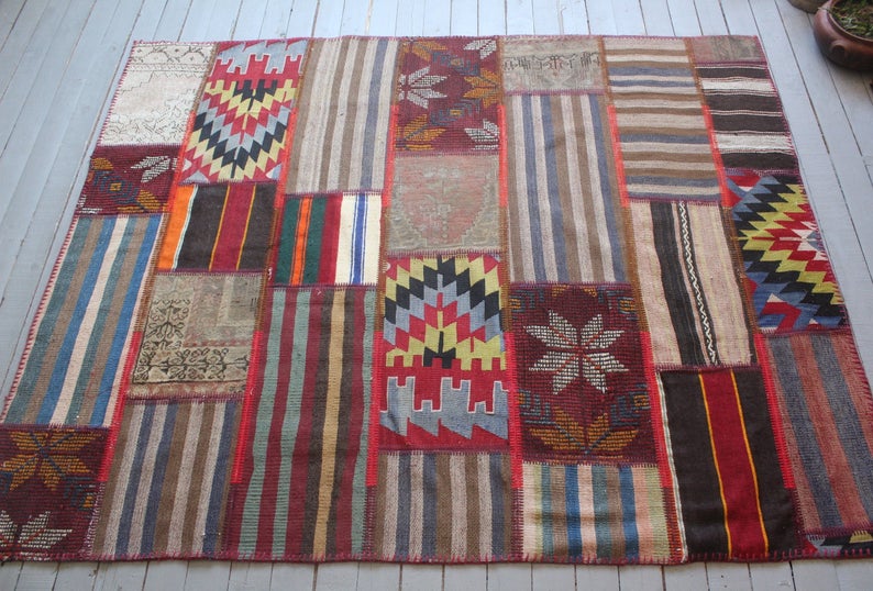 Anatolian Patchwork Kilim Rug 173x213 cm