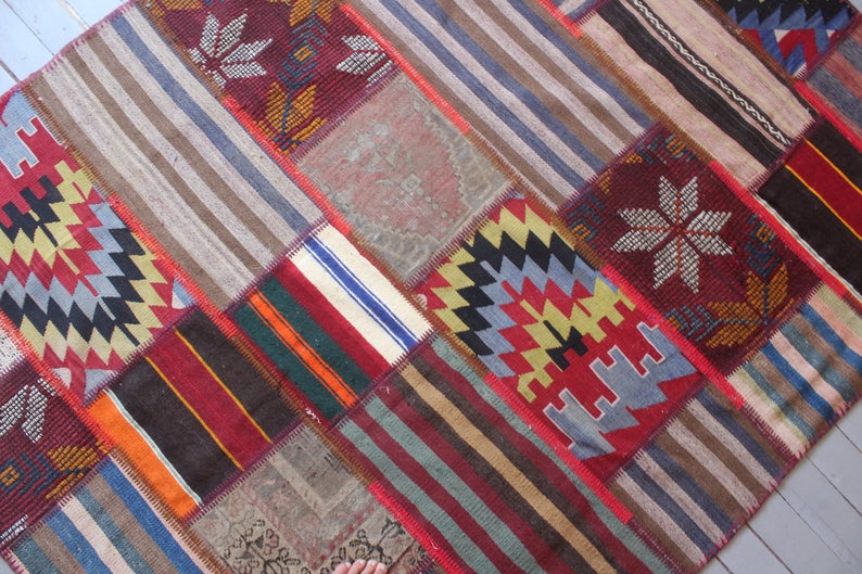 Anatolian Patchwork Kilim Rug 173x213 cm