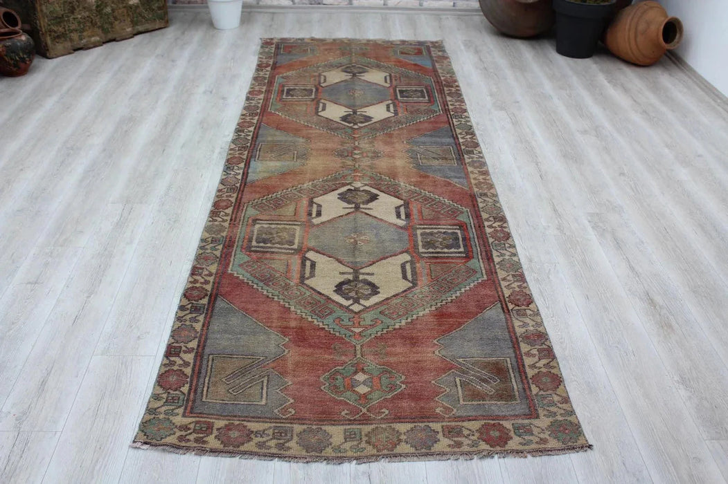 Anatolian Tribal Hand Knotted Area Rug 137x46 Inches