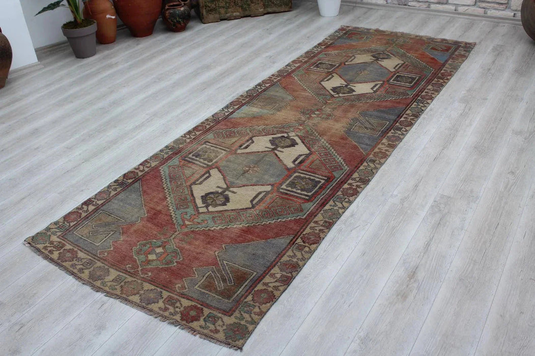 Anatolian Tribal Hand Knotted Area Rug 137x46 Inches