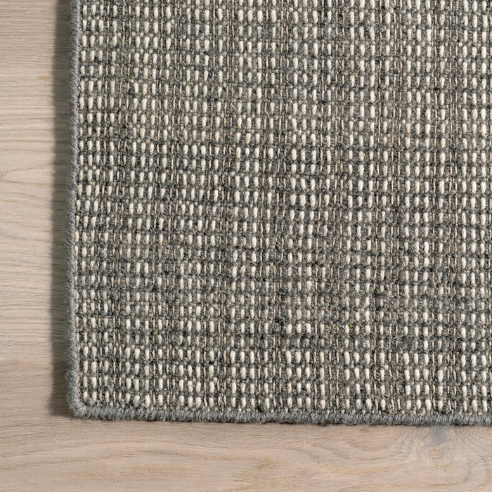 Ander Dark Grey Striped Wool-Blend Area Rug 160x230 cm