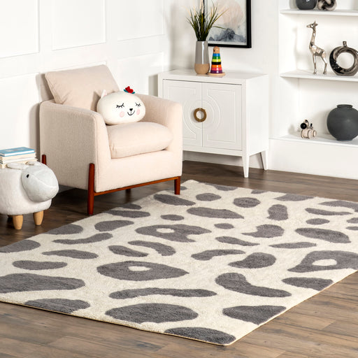 Animal Washable Rug for Kids Room in Grey Color