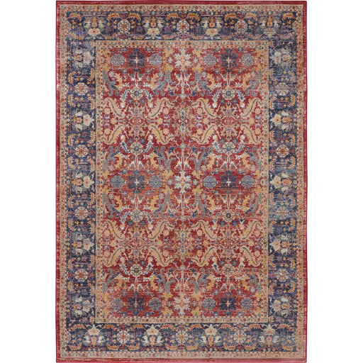 Ankara Global ANR02 Traditional Persian Vintage Distressed Shimmer Floral Ornate Border Textured Carved Low Flat-Pile Red Rug