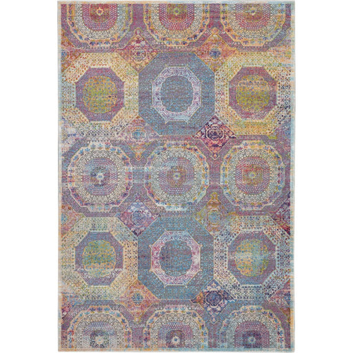 Ankara Global ANR05 Traditional Persian Vintage Distressed Shimmer Floral Ornate Textured Carved Low Flat-Pile Multicolour Rug