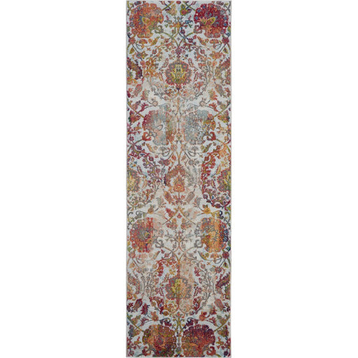 Ankara Global ANR06 Traditional Persian Vintage Distressed Shimmer Floral Ornate Textured Carved Low Flat-Pile Ivory/Orange Runner