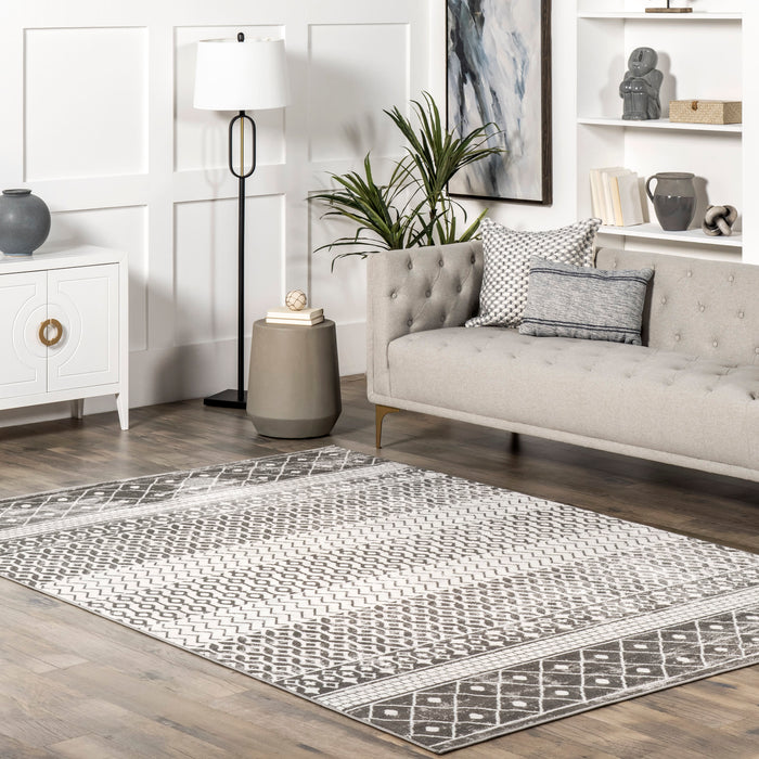 Annalise Grey Trellis Area Rug for Rustic Home Decor