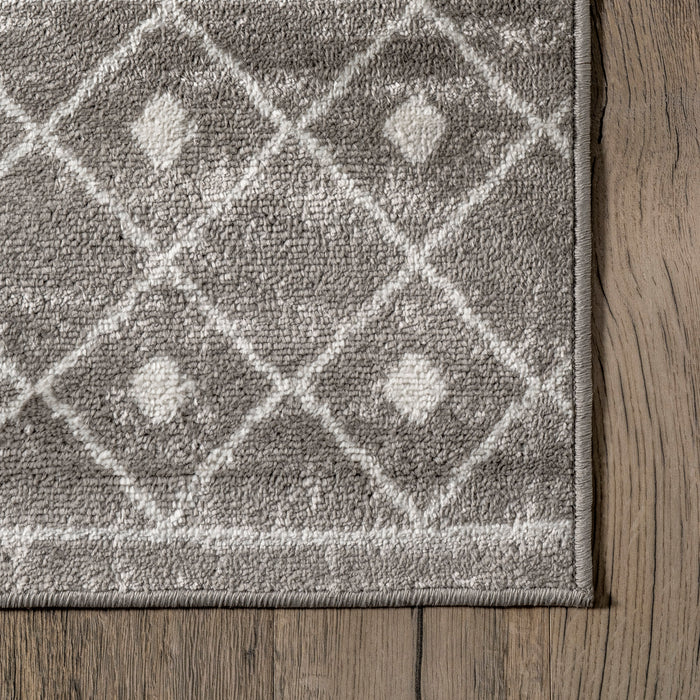 Annalise Grey Trellis Area Rug for Rustic Home Decor