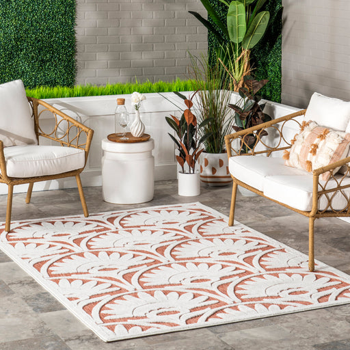 Annis Anthemion Brick Indoor Outdoor Area Rug 50cm to 300cm