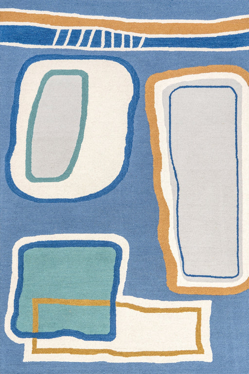 Annslee Blue Abstract Doodling Area Rug 140 x 200 cm