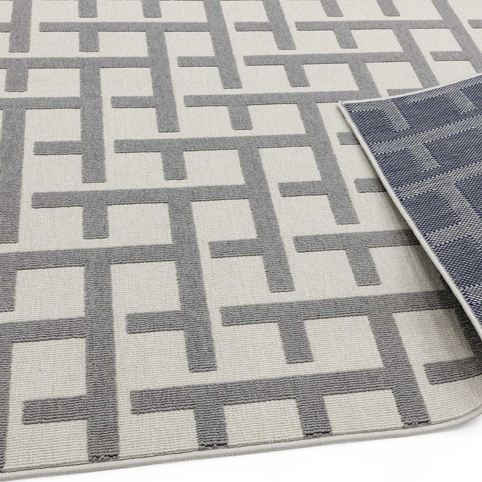 Antibes AN03 White Grey Grid Rug