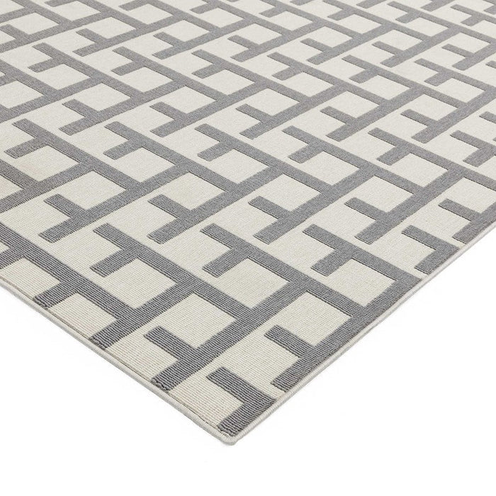 Antibes AN03 White Grey Grid Rug