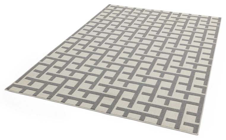 Antibes AN03 White Grey Grid Rug