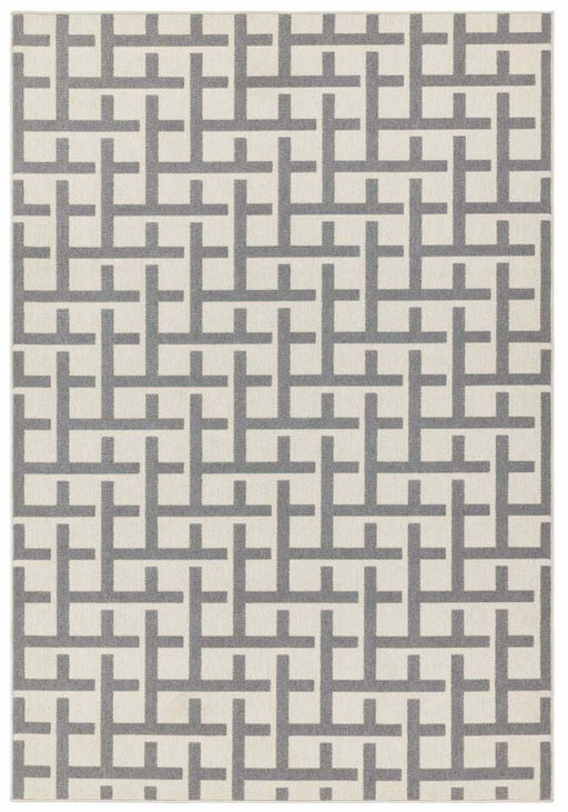 Antibes AN03 White Grey Grid Rug